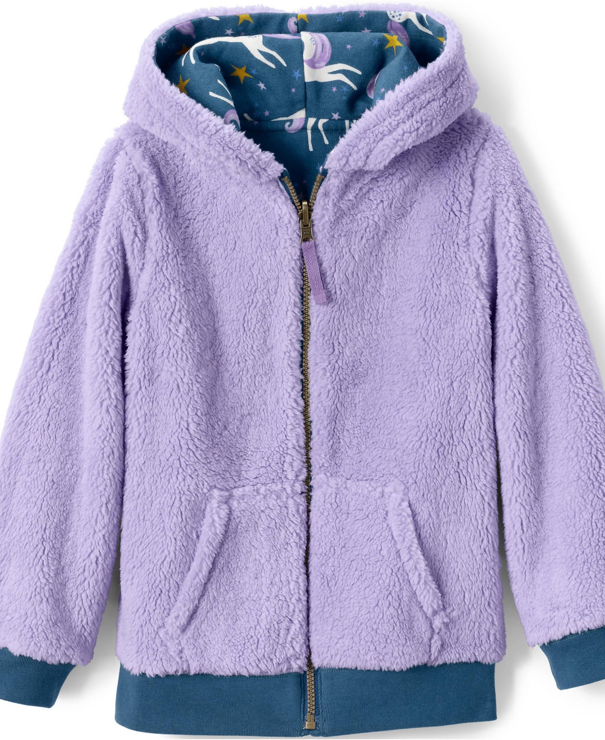 Lands' End Big Boys Husky Reversible High Pile Fleece Hoodie