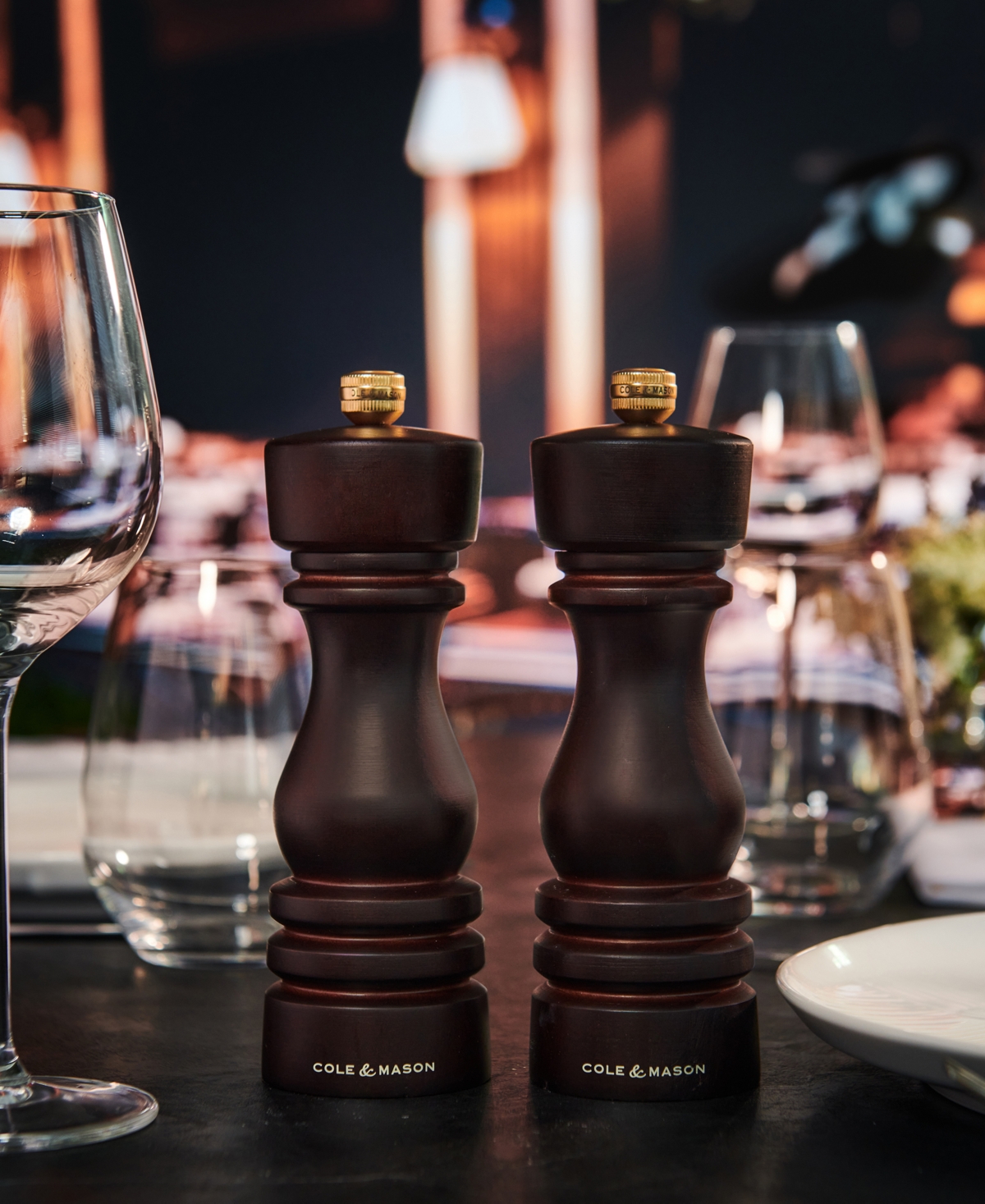 Cole & Mason London Wooden 7" Salt & Pepper Mill Gift Set In Dark Brown