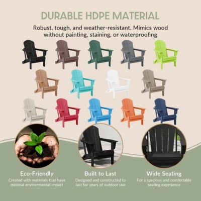 All-Weather Contoured Outdoor Poly Folding Adirondack Chair