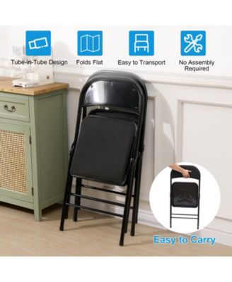 SUGIFT 4/6/10-Pack Folding Chair Set with Fabric Upholstered Padded Seat Metal Frame for Home Office Dining Room-6 Pack