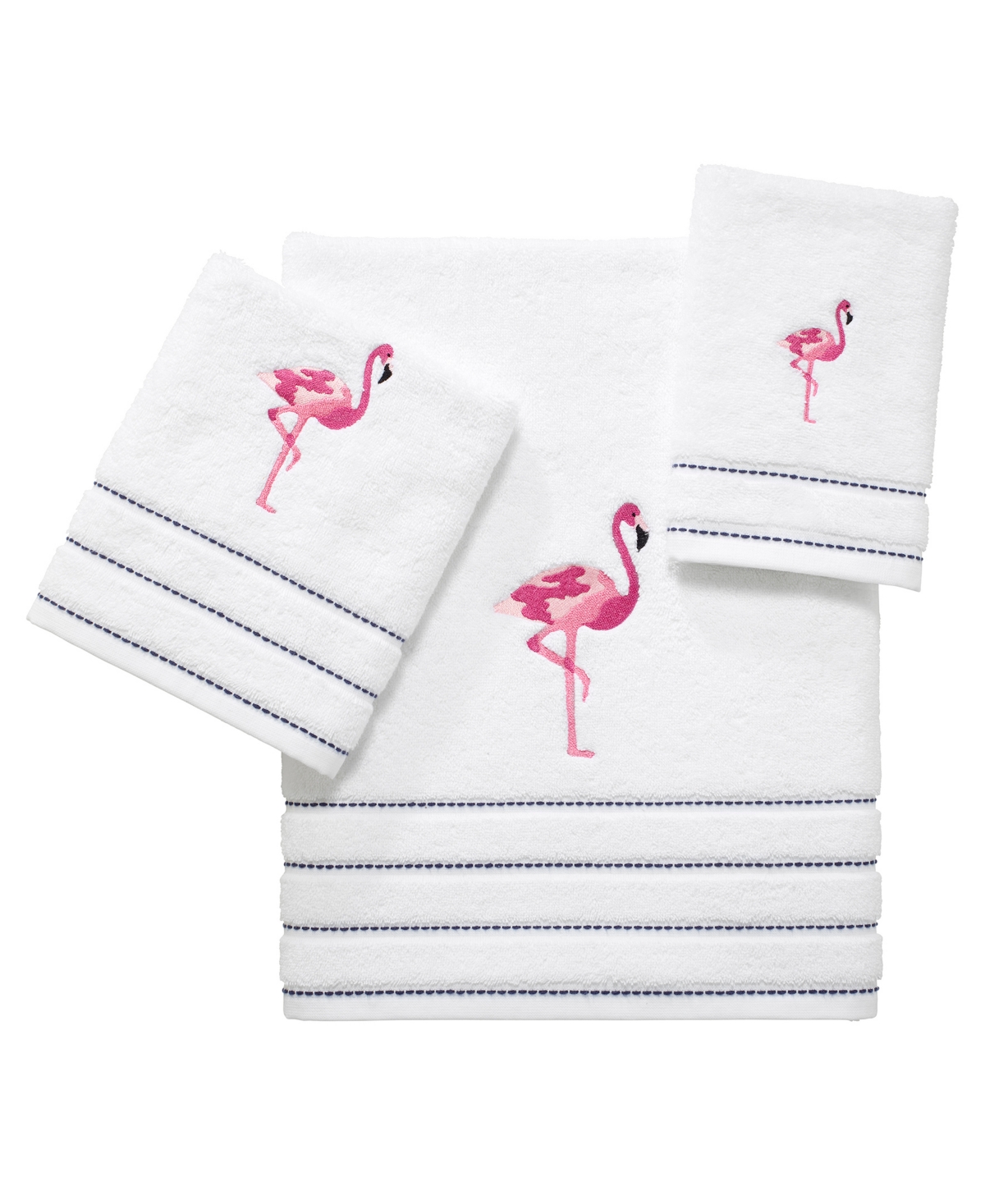Shop Izod Flamingo Ticking Stripe 3-pc. Towel Set In White