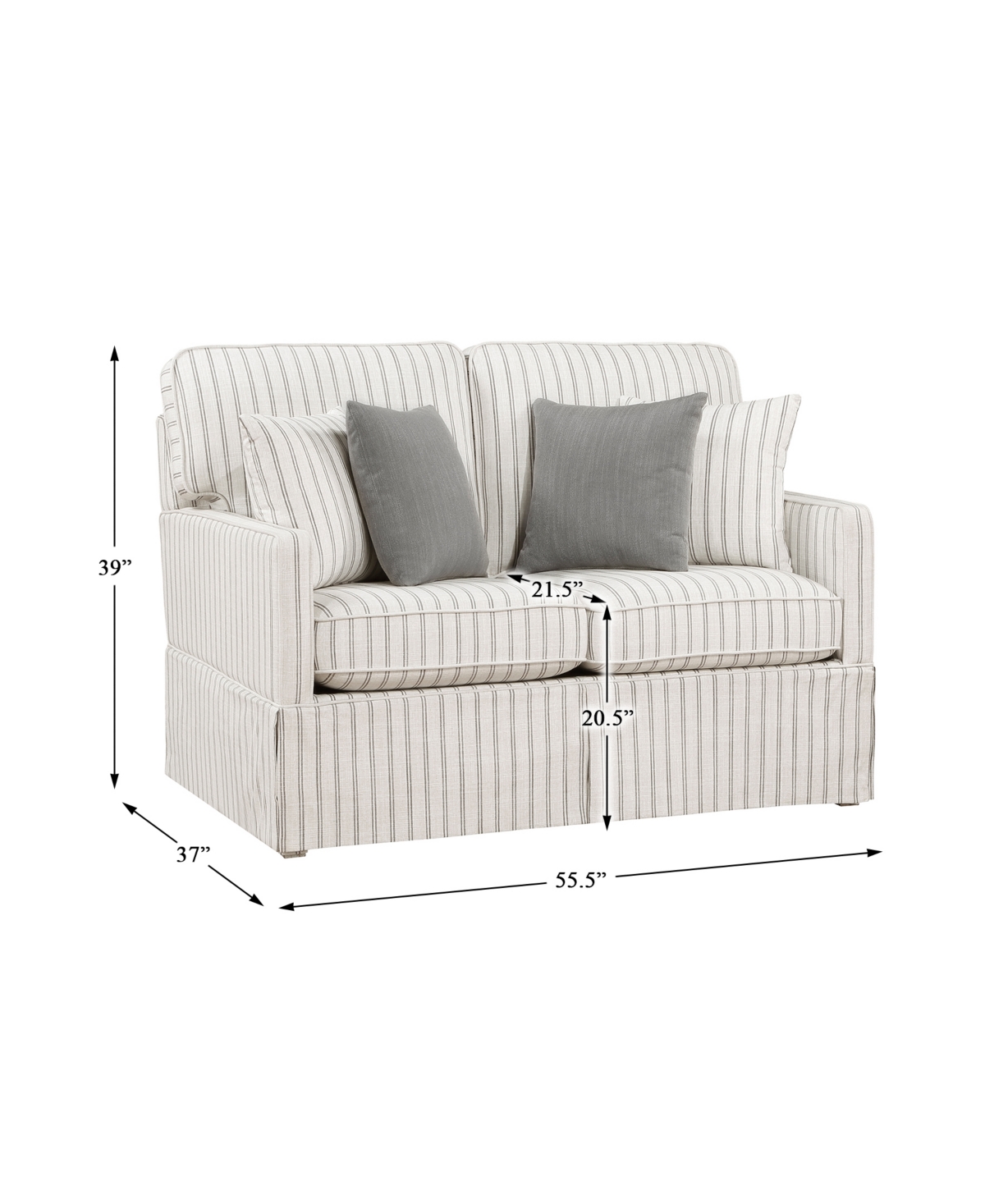 HOMELEGANCE WHITE LABEL EMILIO 56" POLYESTER LOVESEAT 
