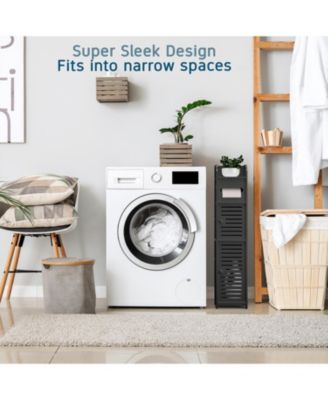 Narrow Bathroom Storage Cabinet & Organizer with 2 Doors & 3 Shelves