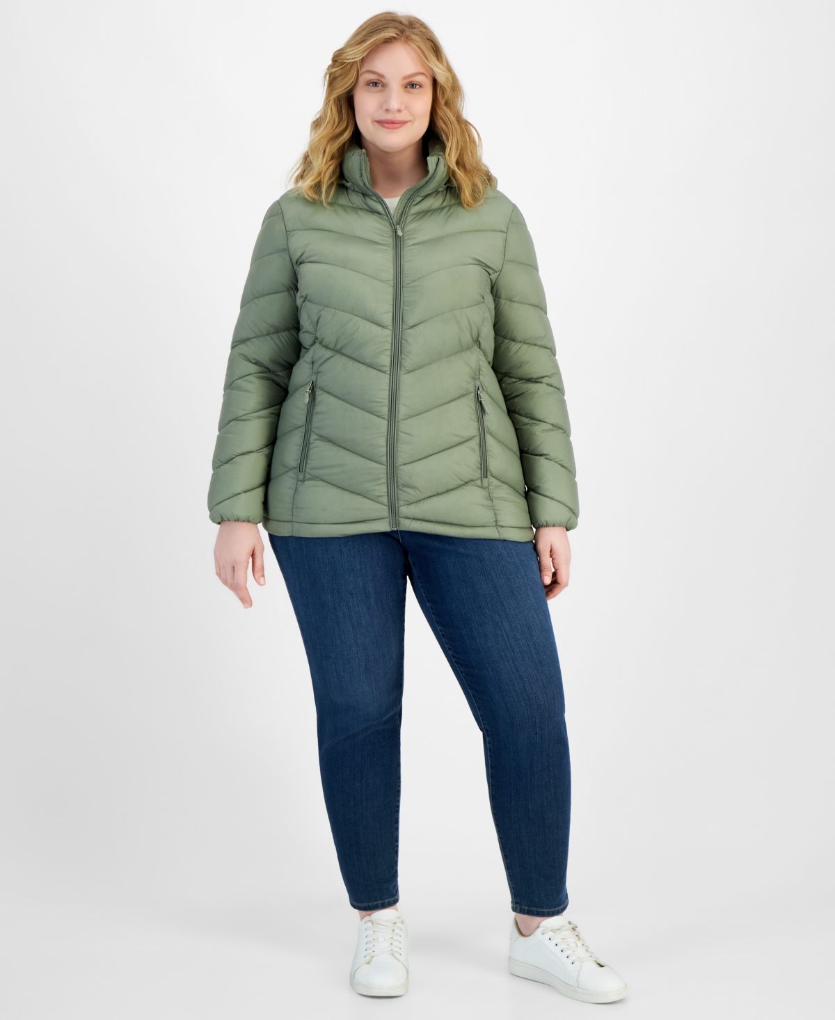 CHARTER CLUB PLUS SIZE PACKABLE HOODED PUFFER COAT, CREATED FOR MACY'S 