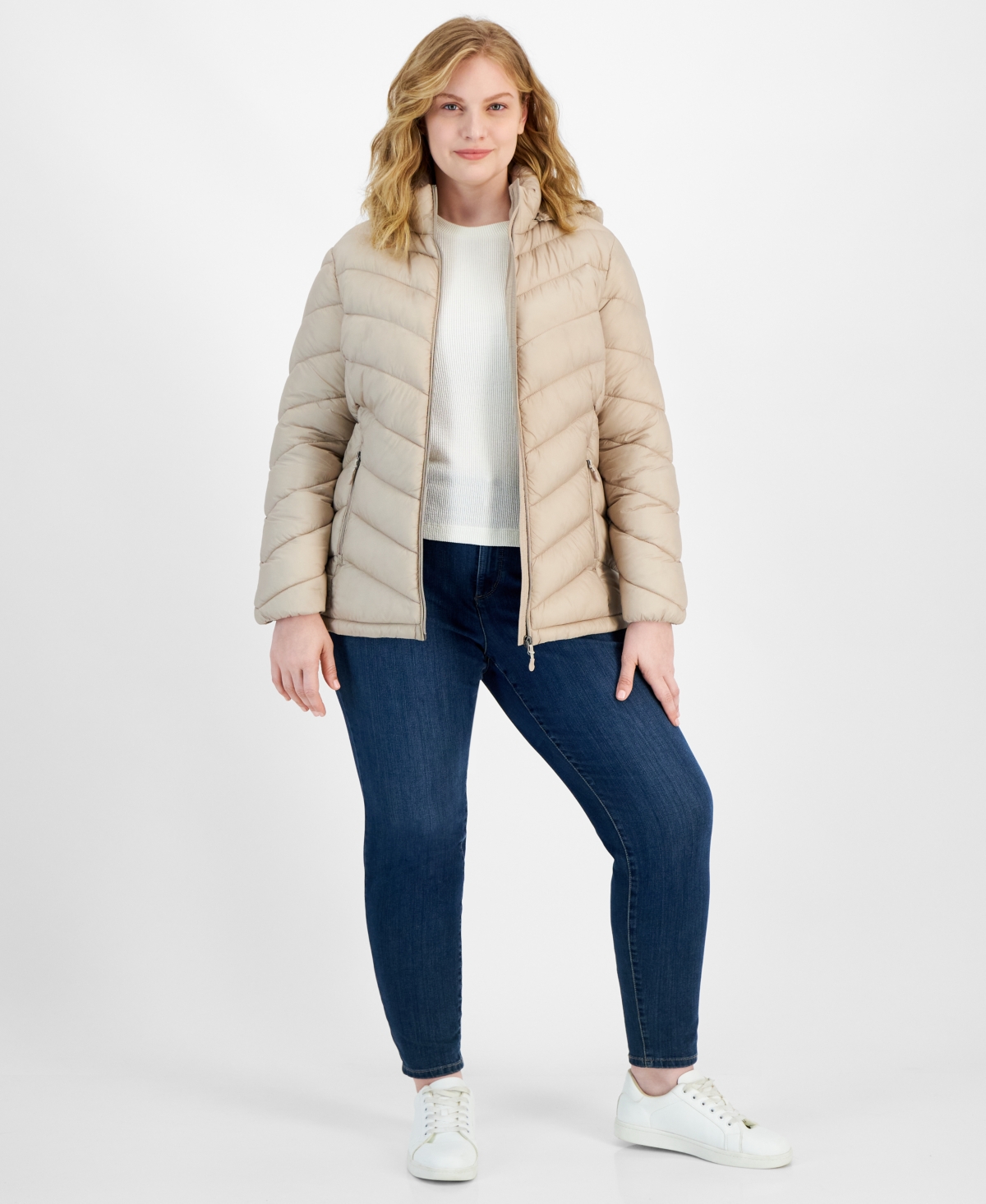CHARTER CLUB PLUS SIZE PACKABLE HOODED PUFFER COAT, CREATED FOR MACY'S 