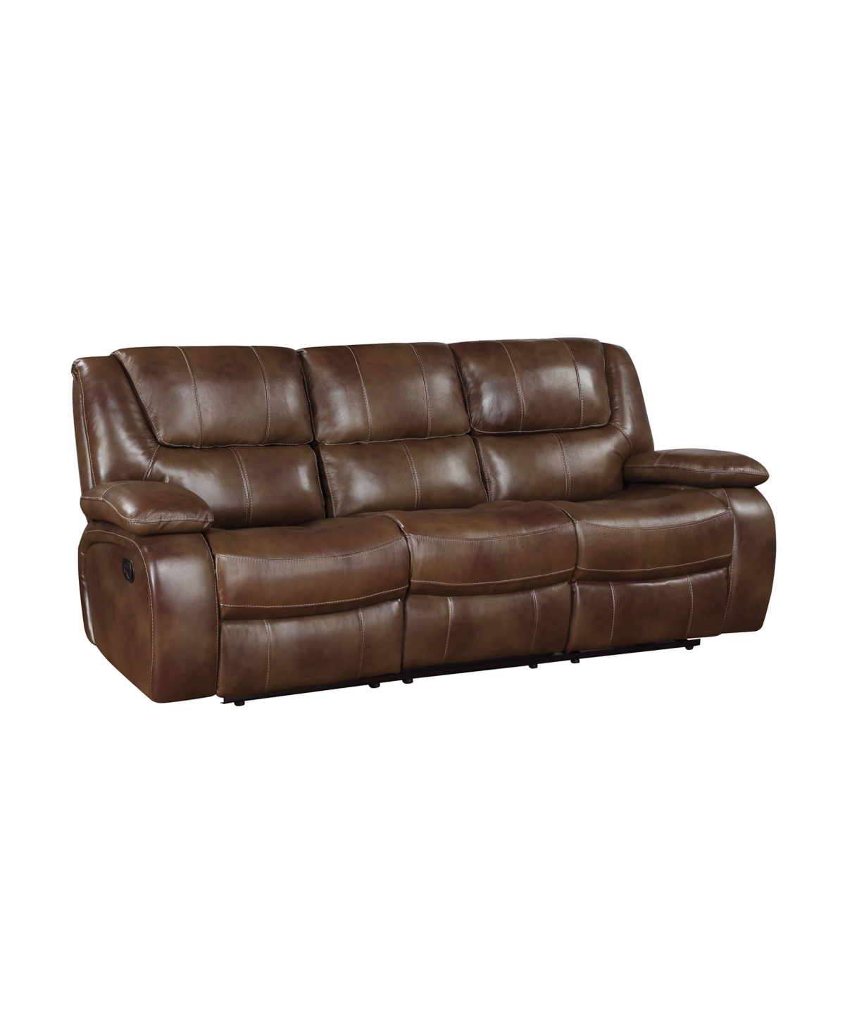 Shop Homelegance White Label Ouray 87" Leather Double Reclining Sofa In Brown