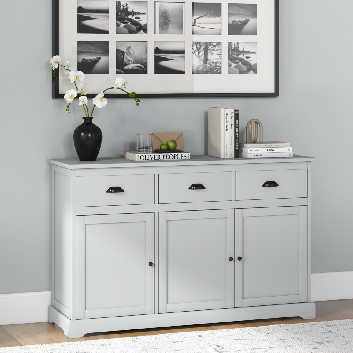 Slickblue 3 Drawers Sideboard Buffet Storage with Adjustable Shelves