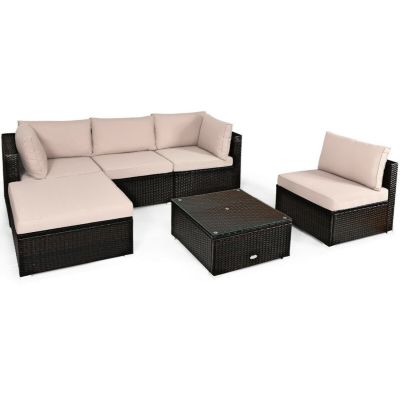 6-Piece Outdoor Patio Sectional Sofa Set with Coffee Table Comfortable and Stylish Seating for Your Garden or Patio