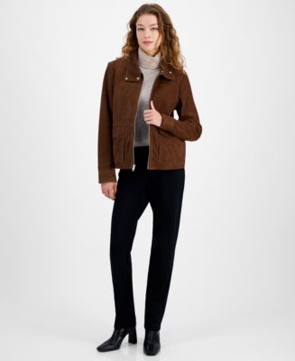 Cole Haan Women's Zip-Front Suede Racer Coat - Macy's