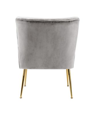 25" Wide  Velvet Upholstered Tufted, Metal Legs Accent Chair