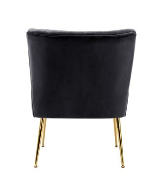 25" Wide  Velvet Upholstered Tufted, Metal Legs Accent Chair
