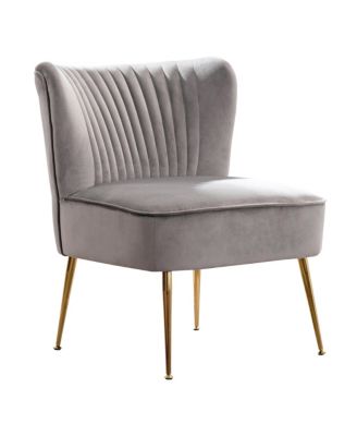 25" Wide  Velvet Upholstered Tufted, Metal Legs Accent Chair