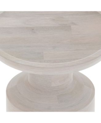 Haynes Solid Mango Wood Wooden Accent Table in White Wash