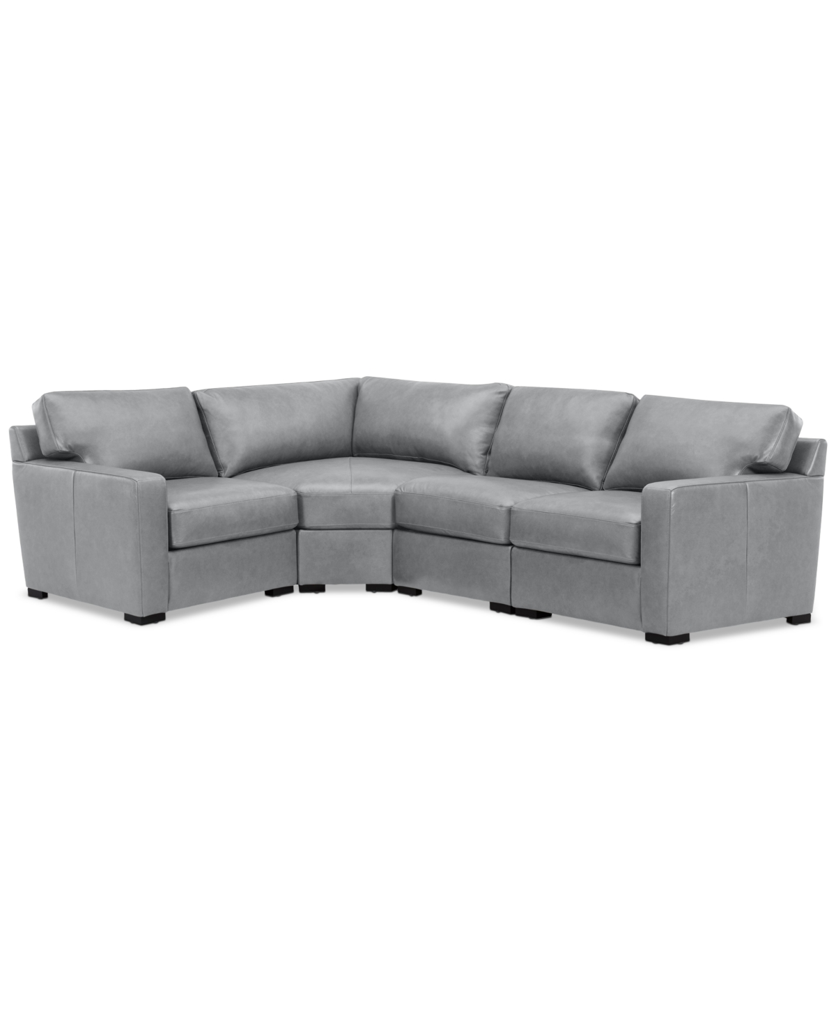 Macy's Radley 136" 5-pc. Leather Square Corner L Shape Modular Sectional In Light Grey