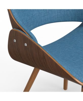 Malden Bentwood Dining Chair with Wood Back in Blue Linen Look Woven Fabric