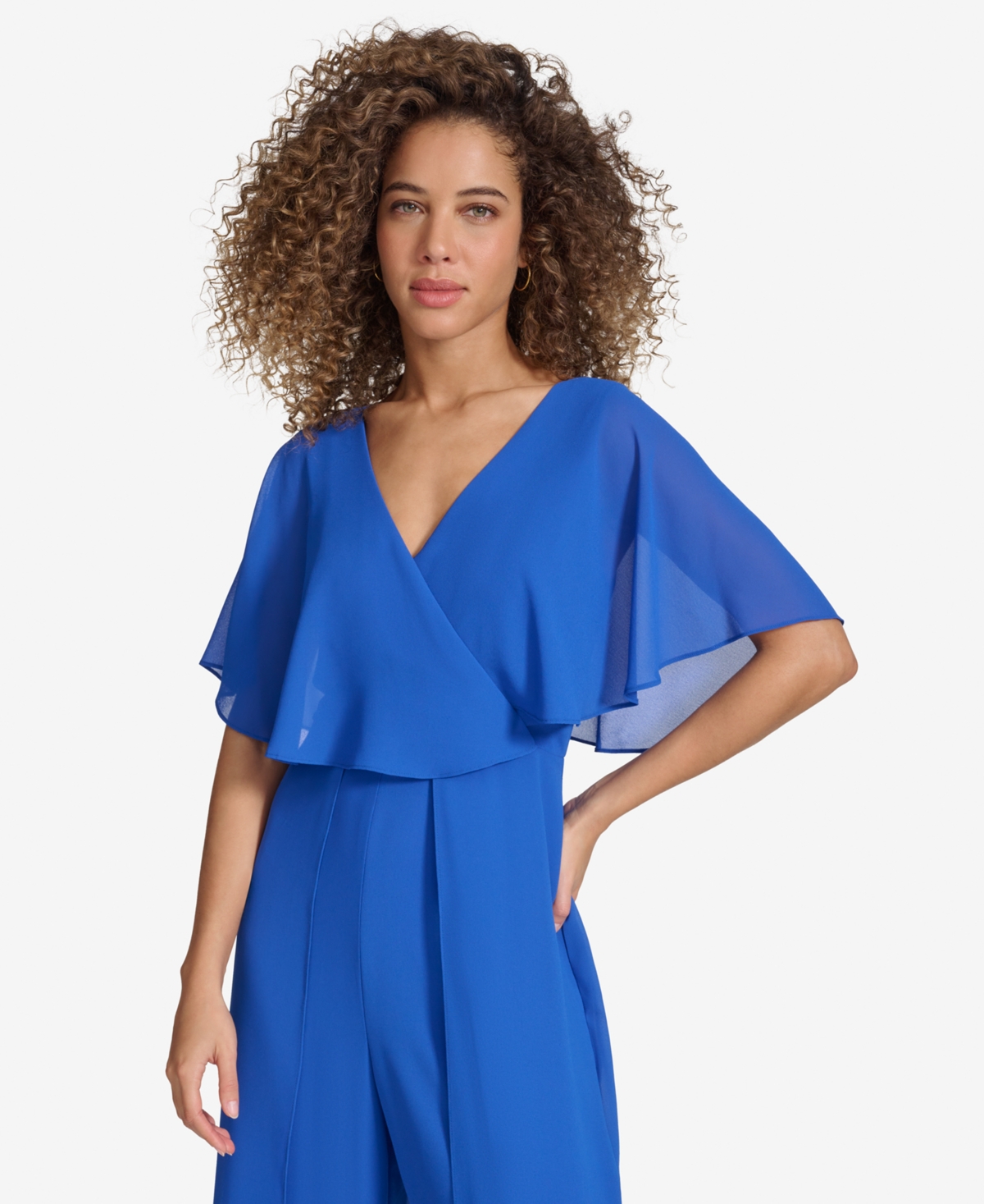 Shop Kensie Women's Flutter-sleeve Jumpsuit In Cobalt