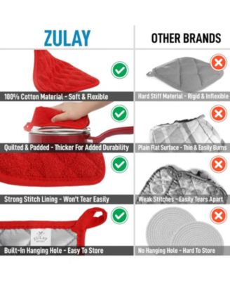 3-Pack Cotton Pot Holders for Kitchen - Heat Resistant, Machine Washable, & Comfortable Grip Oven Hot Pads