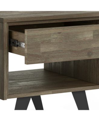 Lowry Solid Acacia Wood End Table in Distressed Grey