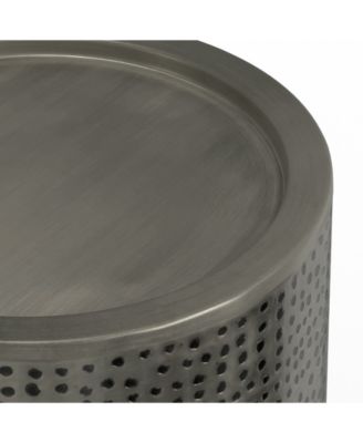 Corbin 16.1"  Antique Silver Iron Wide Industrial Metal Side Table