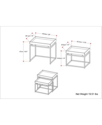 Macy Solid Mango Wood 2 Pc Nesting Table in Black, Gold