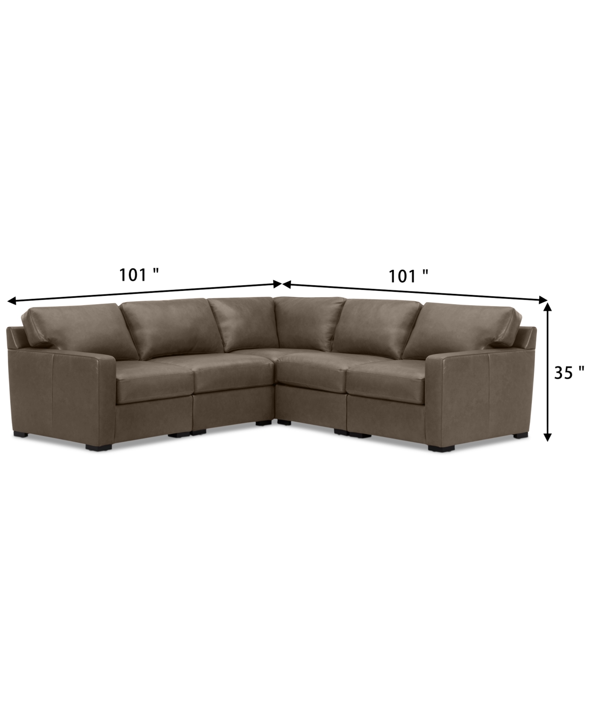 Radley 5-Pc. Leather Square Corner L Shape Modular Sectional, Created for Macy's
