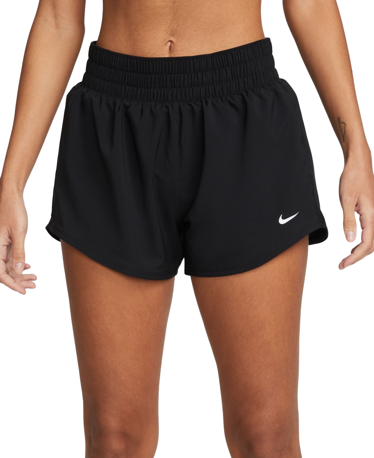 Shop Nike Women's One Dri-fit Mid-rise Brief-lined Shorts In Black,refs