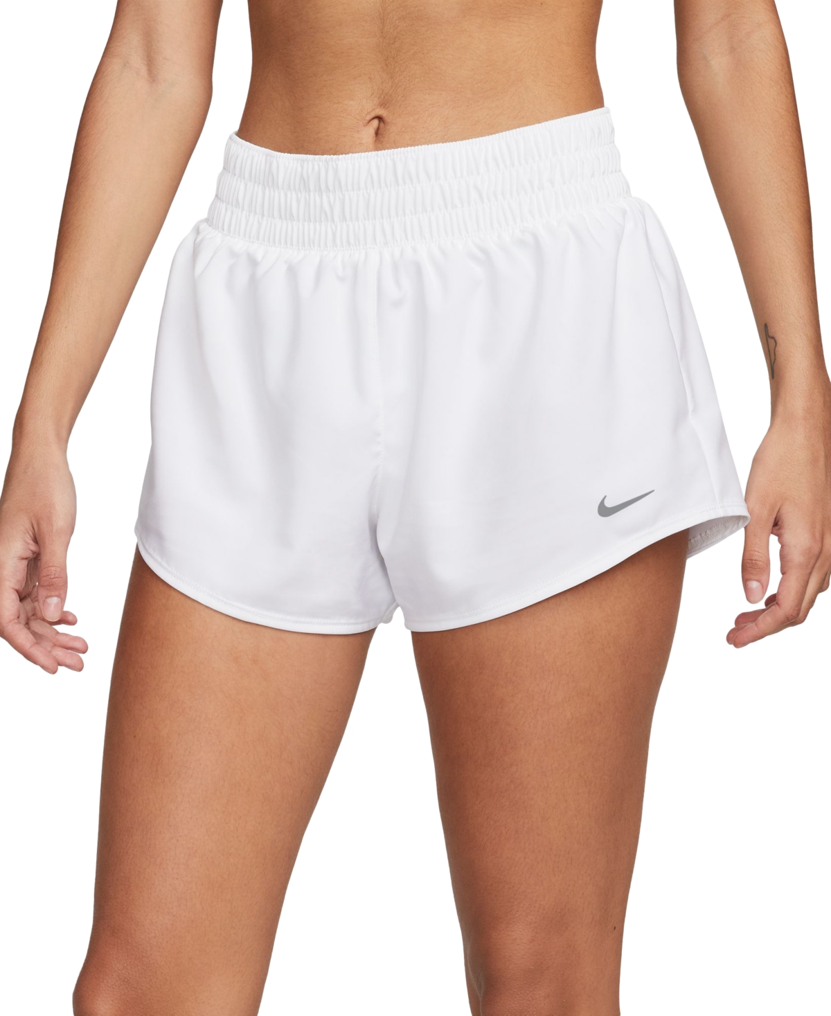 Shop Nike Women's One Dri-fit Mid-rise Brief-lined Shorts In White,refs