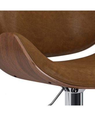 Marana Bentwood Adjustable Swivel Bar Stool in Deep Tan Pu Leather