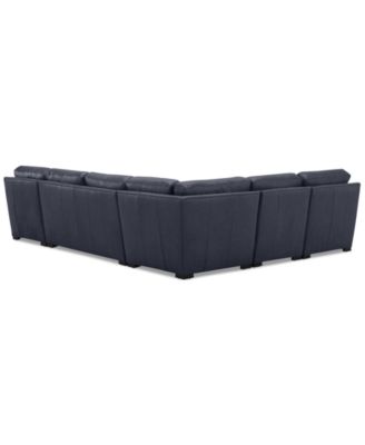 Radley 136"  5-Pc. Leather Square Corner L Shape Modular Sectional