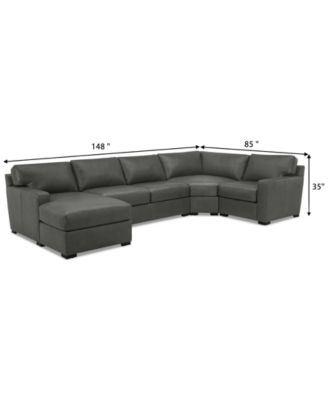 Radley 148" 4-Pc. Leather Wedge Modular Chaise Sectional