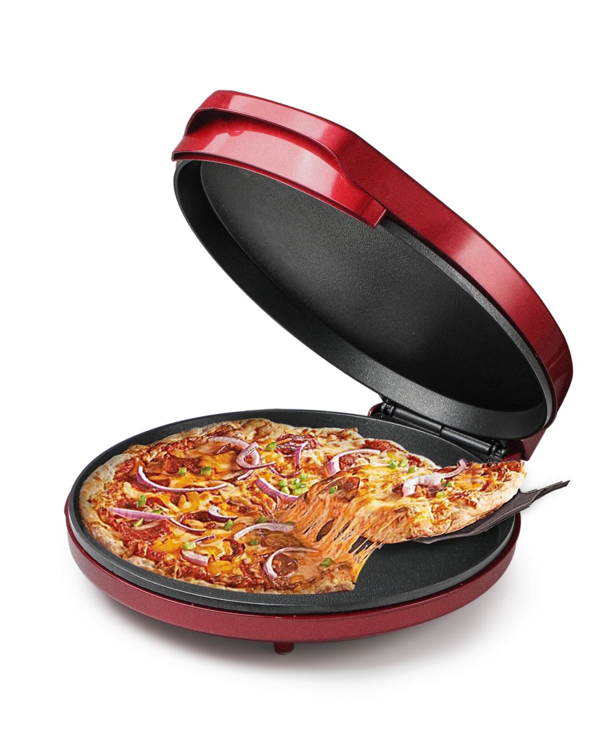 Shop Commercial Chef 12.5" Pizza Maker, Quesadilla Maker In Red