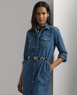 【Lauren Ralph Lauren】Belted Denim Shirtdress Lauren Ralph Lauren Women's Belted Denim Shirt Dress