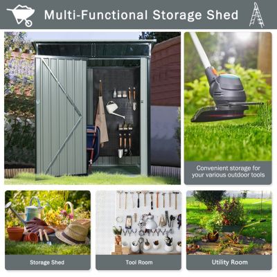 Streamdale 5FT X 3FT Outdoor Metal Storage Shed Transparent Plate Black