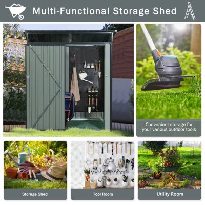 Streamdale 5FT X 3FT Outdoor Metal Storage Shed Transparent Plate Gray