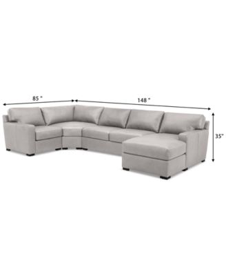Radley 148" 4-Pc. Leather Wedge Modular Chaise Sectional
