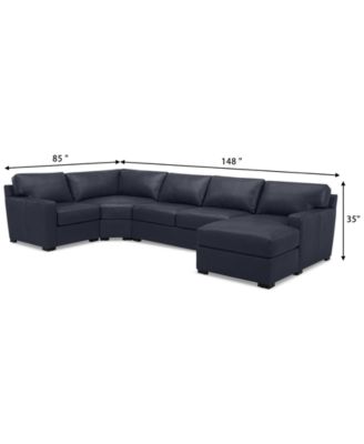 Radley 148" 4-Pc. Leather Wedge Modular Chaise Sectional