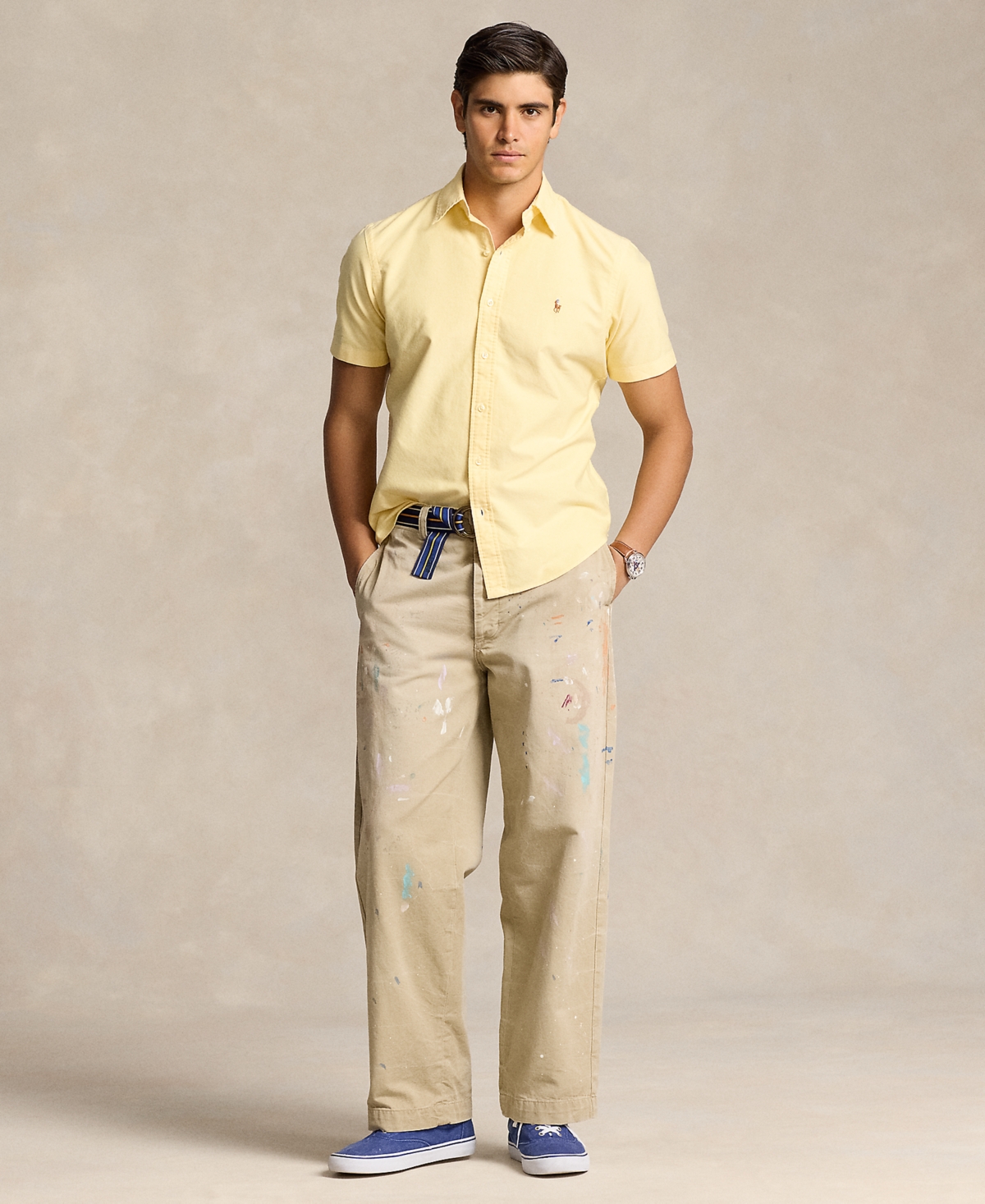 Shop Polo Ralph Lauren Men's Classic-fit Oxford Shirt In Yellow