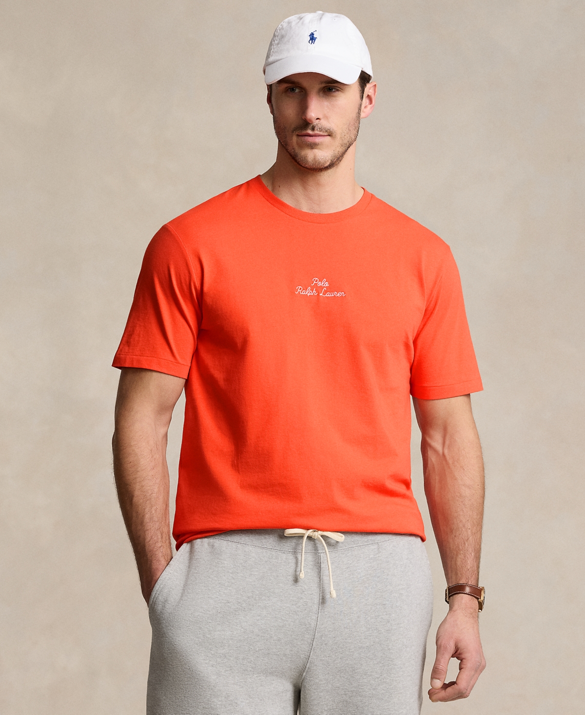 Shop Polo Ralph Lauren Men's Big & Tall Logo Jersey T-shirt In Orange Flame