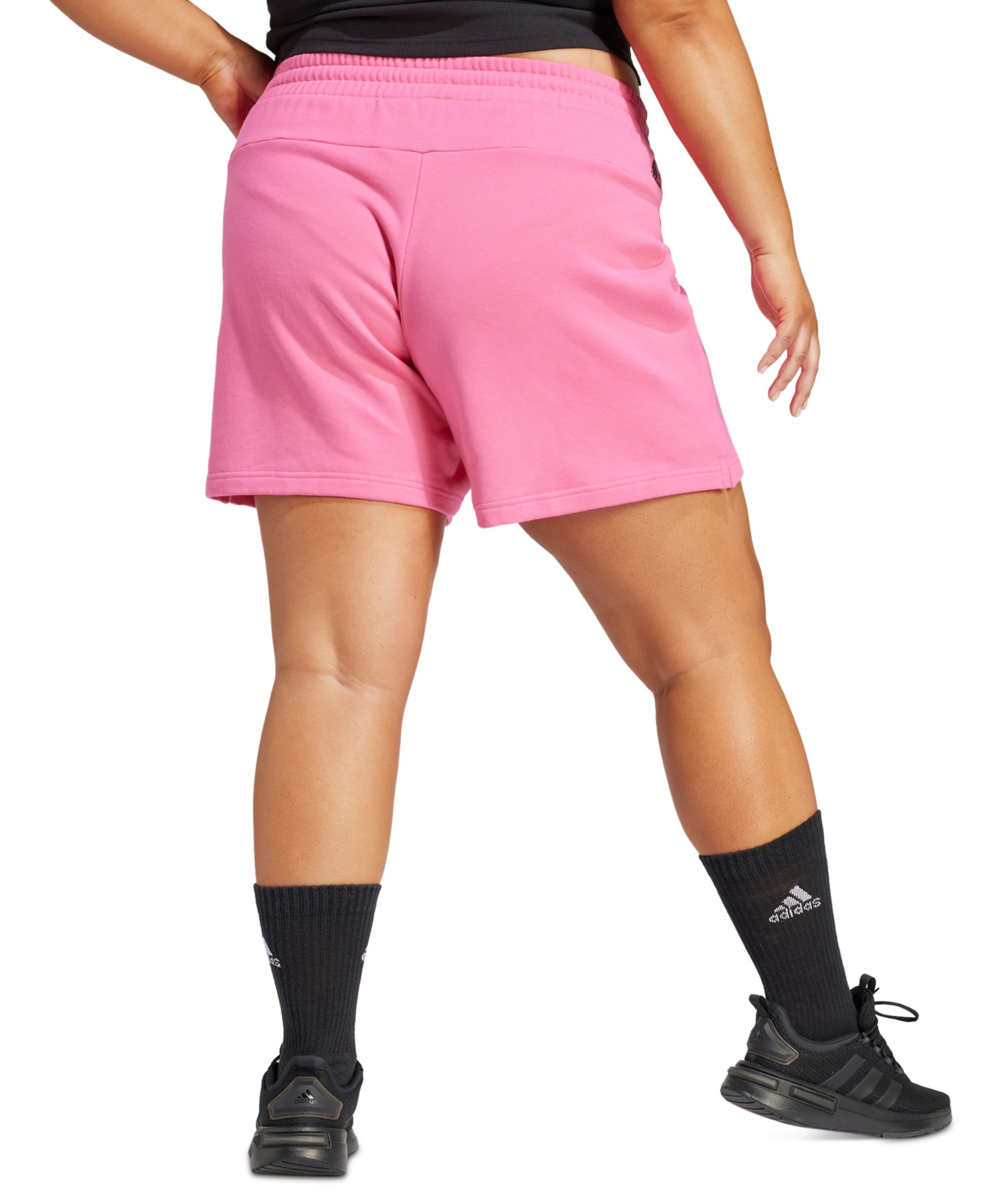 adidas Plus Size Essentials Linear Logo French Terry Shorts - Black