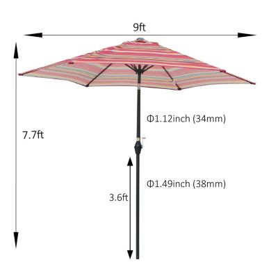 Streamdale 9FT Umbrella Red Stripes