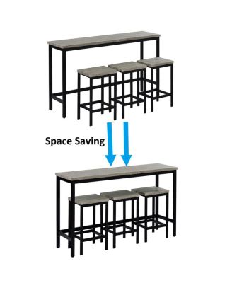 Extra Long Counter Height Dining Set with 3 Stools