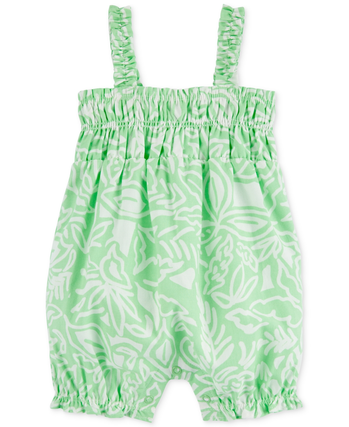 Shop Carter's Toddler Girls Floral Twill Cotton Romper In Green