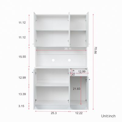 Tall Wardrobe & Kitchen Storage Cabinet with 6 Doors