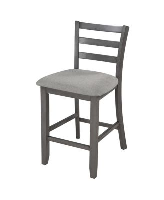 5-Piece Wooden Counter Height Dining Set With Padded Chairs And Storage Shelving