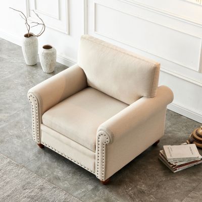 Living Room Sofa Single Seat Chair With Wood Leg Fabric