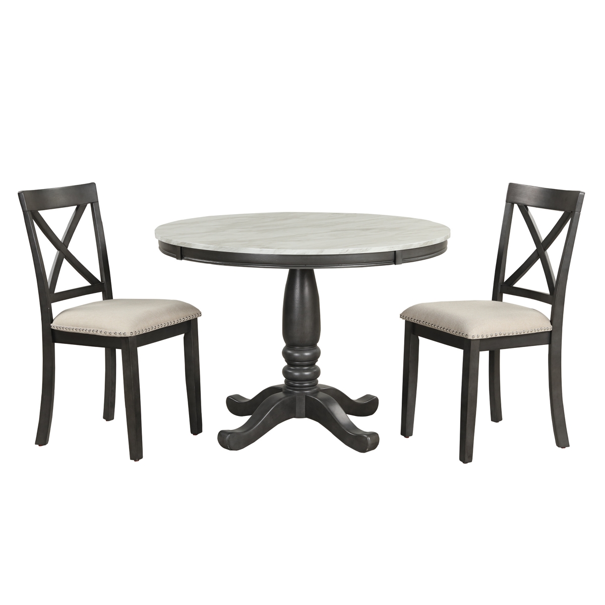 Streamdale Furniture 5 Pieces Dining Table And Chairs Set For 4 Persons, Kitchen Room Solid Wood Table With 4 Chair