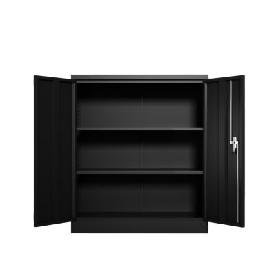 Lockable Metal Storage Cabinet with 2 Shelves