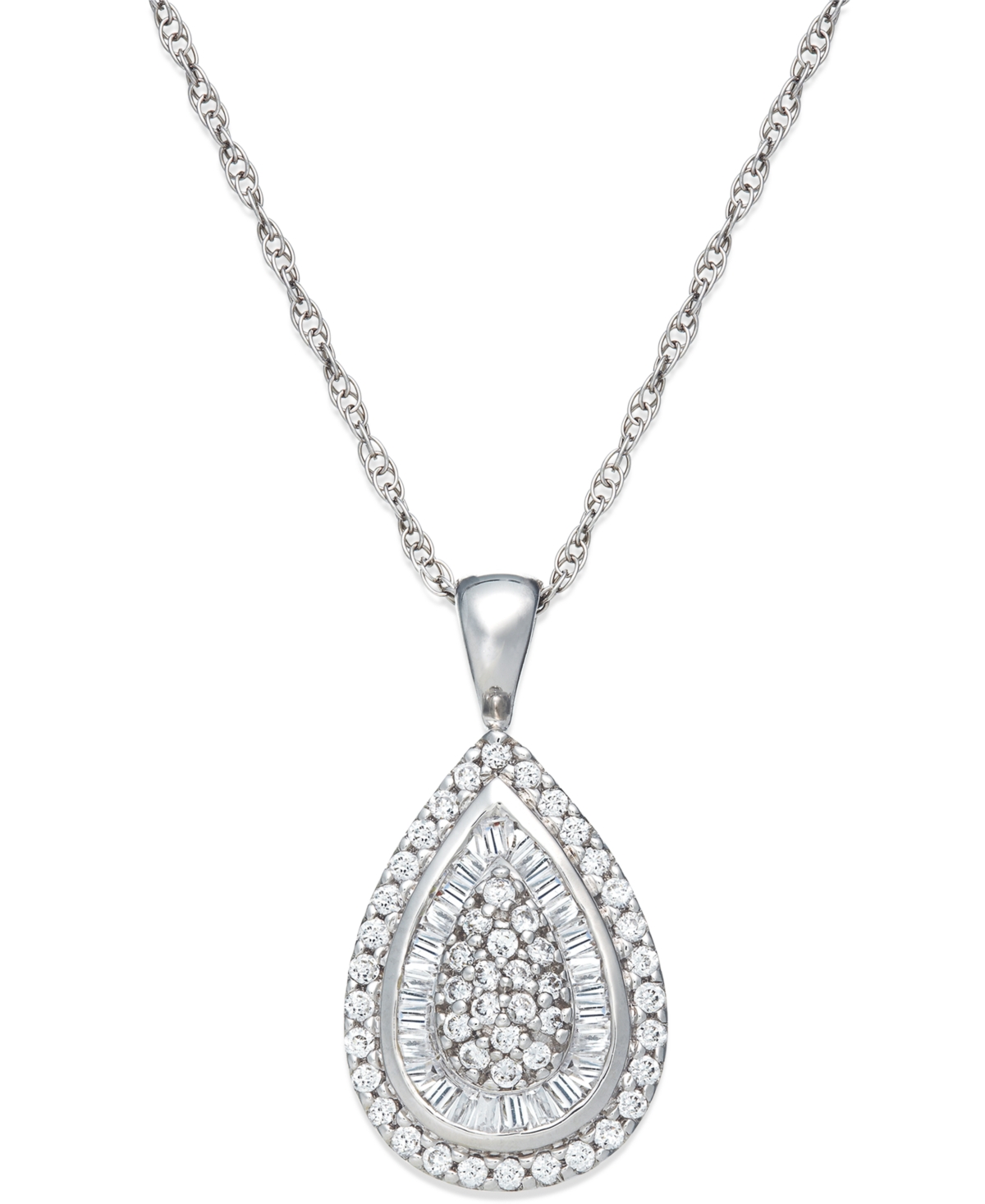 Diamond Teardrop Pendant Necklace (1/2 ct. t.w.) in 14k White, Yellow or Rose Gold, Created for Macy's - Yellow Gold