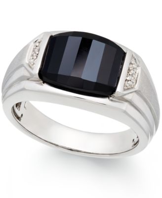 Macy's Men's Onyx (4-1/2 ct. t.w.) and Diamond Accent Ring in Sterling ...