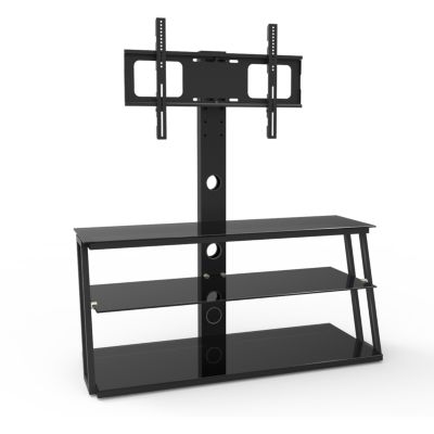 Glass TV Stand with Angle and Height Adjustment